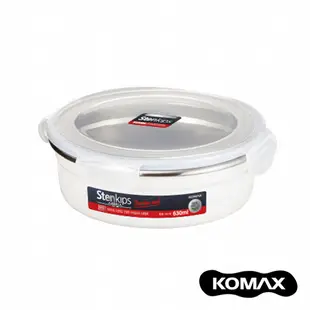 韓國KOMAX Stenkips圓型不鏽鋼保鮮盒630ml白色 露營野餐環保不銹鋼食物醃漬密封罐樂扣蓋便當盒【索樂生活】