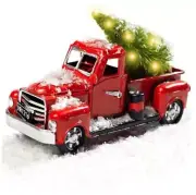 Christmas Farmhouse Red Truck Decor, Vintage Red Truck Set Metal Red Truck