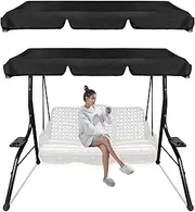 Swing Chair Canopy Replacement, 3 Seater 210D Oxford Cloth Replacement Canopy for Swing,Waterproof Outdoor Garden UV Protection Hammock Cover Top,195x