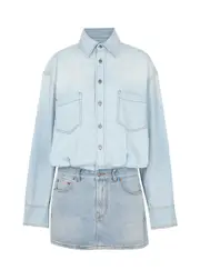 Haikure Tatum Two-tone Denim Mini Shirt Dress - Blue - M (UK12 / M) M (UK12 / M)