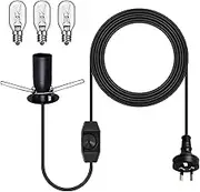 Salt Lamp Cord Replacement with Dimmer Switch and 3 Free Bulbs, Original Replacement Power Cord with Base Assembly E14 Socket & Metal Clip, for All Himalayan Crystal Salt Rock Lamp - 240V SAA Standard