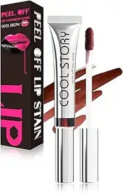 Peel Off Lip Liner Stain Liptint Lip Gloss Long Lasting Tattoo Lip Tint for Women Girls Detachable Pencil Waterproof Transfer-proof Highly Pigmented Color Finish Lip Tint Stain (125#Strawberry, M)