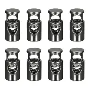 8Pcs Metal Cord Locks, 5mm Single Hole Toggle Spring Stop, Metallic Black