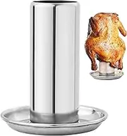 Beer Can Chicken Holder Vertical Stainless Steel Beer Can Chicken Stand with Drip Pan Beer Can Chicken Holder Easy to Clean Skewer Holder Chicken Roaster