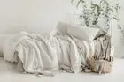 White Linen Duvet Cover Stonewashed 1 duvet cover 2 pillowcase + Free Shipping