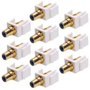 10x RCA Female Audio Video Snap-In Blue Jack Insert for Keystone Wall Plate