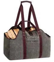 eletecpro Firewood Carrier Bag Large - Durable Waxed Canvas Log Carrier Bag, ...