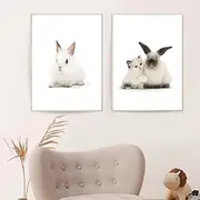 Set of 2 Children's Room Posters, Premium Rabbit Pictures, Baby Room Decoration, Boy Girl, Children's Poster Set, Wall Pictures, Children's Pictures, Wall Poster without Picture Frame (21 x