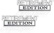 2 Pcs Retirement Edition Emblem 3D Metal Badge Decal Sticker Fit for Universal Car Truck SUV Side Rear Front Hood Trunk Door (Silver Black)
