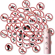 Prohibition Sign Sticker - 50X Waterproof Stop Car Bumper Stickers,Safety Adhesive Multisurface Decal, Vibrant Label Fade Resistant Art Craft for Door and Window
