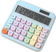 Mechanical Calculator 12 Digit Large LCD Display Big Round Button 15°Tilt Screen Cute Candy Colored Dual Power Supply Calculator Suitable for Office School Home for Students Accountant Blue