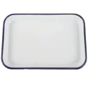 Enamel Square Plate White Baking Pan Tray Tin Enamal Roasting Tins