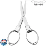 Usaidon Compact Silver Stainless Steel Scissors, 1PCS, Folding Design, Safe a