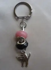 NRL Penrith Panthers Key Ring Chain Faceted and opal glass beads Panther Charm