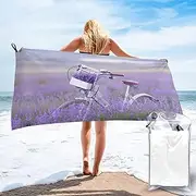 EdWal Lavender Field Retro Bike Agriculture print Quick Dry Bath Towel, Soft Towels for Sports Travel,Lightweight Fast Drying Bath Towels
