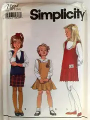 Jumper Dress Girls 3 4 5 6 Simplicity 7933 Sewing Pattern Pleated Skirt UC FF