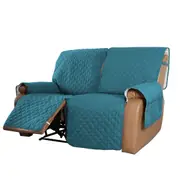Recliner Sofa Cover with Pocket, Slipcovers Reversible Washable Elastic Adjustable Strap for home(2 Seater ,Teal)