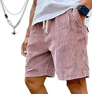 [Generic] Mokaloha Mens Shorts, Casual Corduroy Drawstring Elastic Waist Pacificozy Shorts, Summer Men's Corduroy Short with Pockets