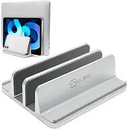Vertical Laptop Stand Metal, ULBRE Double Adjustable 4 Slots Vertical MacBook Stand Laptop Holder Compatible with All MacBook Surface Dell Samsung HP Chromebook Upto 17.5' - Sliver