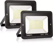 2 Pack 50W LED Floodlight Outdoor, 5000LM Ultra Bright LED Flood Lights, Cold W
