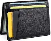 [Dorras] Front Pocket Minimalist Leather Bifold Slim Wallet, Credit Card Holder With ID Window, Black, One_Size, Minimalist