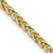 14K Yellow Gold 24 Inch 2.6mm Semi-Solid 3-Wire Wheat With Lobster Clasp Chain