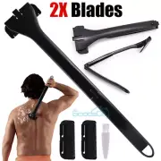 Long Handle Man Back Razor Shaver Groomer Full Body Hair Removal w/ 2X Blades