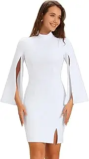 [Allegra K] Pencil Dress for Women Business Split Sleeve Slim Fit Mini Bodycon Dress
