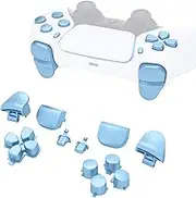 eXtremeRate Replacement Buttons Compatible with PS5 Controller (BDM010 & BDM-020), Glossy Action Buttons Control Pad R1 L1 R2 L2 Triggers Buttons Share Button Options Button Titanium Blue