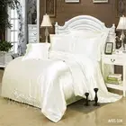 Silk Satin White Doona Quilt Duvet Cover Set/Sheet Set Queen King Size Bed Linen