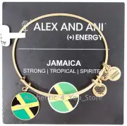 New Alex and Ani Jamaica Flag Gold Enamel Charm Bangle Bracelet