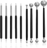 UOSIWYA Modelling Tool, 9 Pieces Pottery Tool Clay Tool Silicone Embossing Pen Quilling Tool Set for Nail Art Fondant Modelling Embossing DIY (Black)