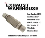 2.25" X 8" X 12" Exhaust Warehouse Flex Pipe With Ends Heavy Duty Double Braided