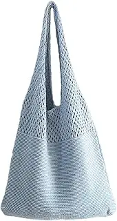 Knitted Aesthetic Bag, Durable Fairy Casual Aesthetic Hobo Bag, Soft Polyester Shoulder Bags, For Beach, Shopping, Dating, Travel, School or Work Yongbao