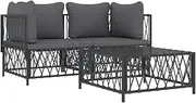 'vidaXL Anthracite Steel Garden Lounge Set, Modular Outdoor Sofa Set with Thick Cushions and Powder-Coated Frame