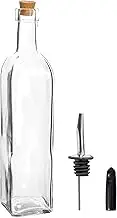 Argon Tableware Olive Oil Bottle with Cork Lid - 500ml - Dishwasher Safe Kitchen Glass Olive Oil Dispenser Cruet with Dust Cap, Cork Stopper and Tapor Pourer Top for Soy Sauce, Vinegar