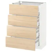 METOD base cab 4 frnts/4 drawers, white Maximera/Askersund light ash effect, 60x37x80 cm