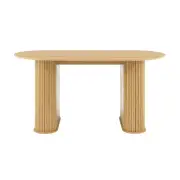 Design Square Galene Wooden Rectangular Kitchen Dining Table 160cm Slat Oak