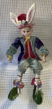 Cynthia Rowley Easter Spring Elf Bunny Shelf Sitter Doll 24" Tabletop Spring