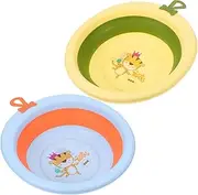 DECHOUS 2Pcs Folding Washbasins Portable Lightweight Cartoon Design for Newborn Bathing and Face Washing Durable Easy to Clean for Foot Basin Use