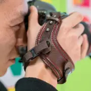 Leather Wrist Strap Hand Grip Hand Strap for DSLR Camera Brown Black