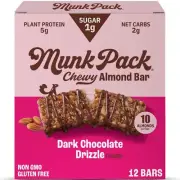 Munk Pack Chewy Granola Bars Dark Chocolate Drizzle - Healthy Low Sugar Snack...