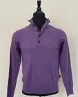 New Hugo Boss Men's Sweater L size Purple Blue Wool Half Zip Buttons Pullover