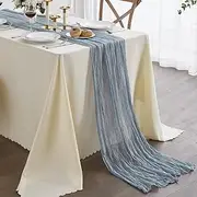 Nialnant Blue Table Runner 10 Ft - Dusty Blue Cheesecloth, Boho Gauze 35 x 120 Inches Rustic Cheese Cloth for Wedding Decor Baby Shower