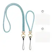 Phone Lanyard, Polyester Detachable Wrist Strap with Phone Patches, Blue
