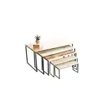 Farmhouse Recycled Wood Rectangle Nesting Stand Set 5 Display Shelf Metal Frame
