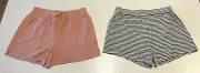 Girls size 14 Pink linen blend elastic waist & striped Target shorts NEW 0912