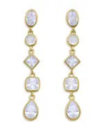 Aqua 18K Gold Over Sterling Silver Bezel Set Multi-Shape Cubic Zirconia Linear Drop Earrings - Exclusive