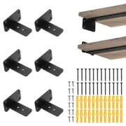 6 Pcs Shelf Brackets, 3" Long 3/16" Thick Brackets with 100 Lbs, Matte Black