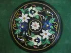 12" Stone Side Table Top Antique lapis Design Inlay round marble Coffee Table